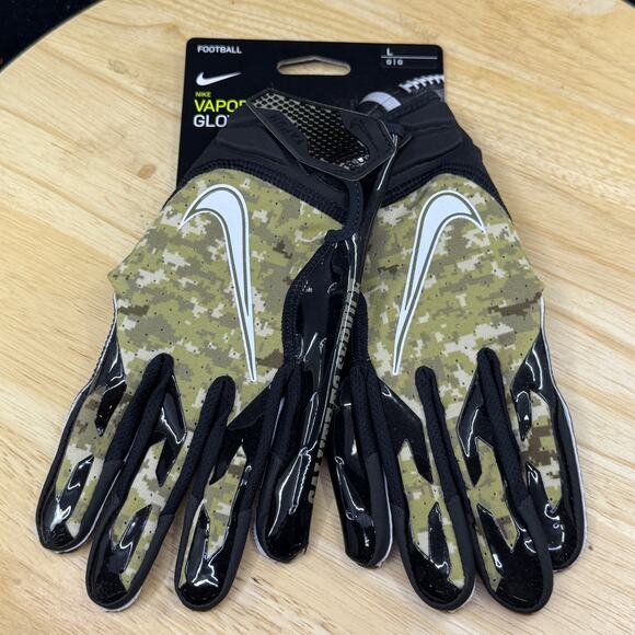 Nike Vapor Jet 6.0 NFL Salute To Service Black Camo Football Gloves Men's Medium